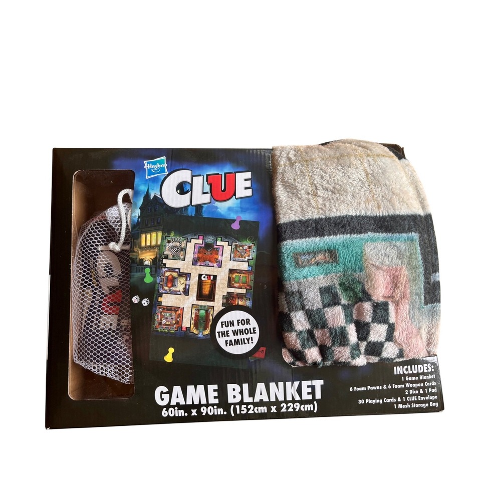 Hasbro Clue Game Blanket Unisex OS Multicolor Plush Mystery Board Game